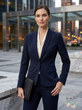 Nine West One-Button Shawl Collar Stretch Jacket Nightsky ,Size 6 by Vanessa Jane