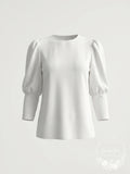 Aqua Bishop Sleeve Top, Size Medium by Vanessa Jane