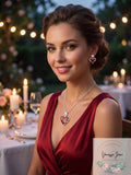 Macys Silver Plate Cubic Zirconia Heart Necklace and Stud Earring Set by Vanessa Jane