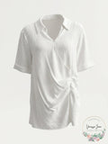 Alfani Womens Pleated Waist Surplice Henley Top by Vanessa Jane