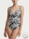 Miraclesuit Women’s Tropical-Print One-Piece Swimsuit – Black White – Size 8 by Vanessa Jane