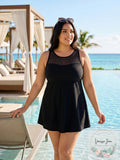 Swim Solutions Plus Size Mesh-Trim Tummy-Control Swimdress, Size 22W by Vanessa Jane