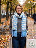 Aqua Heart Jacquard Scarf by Vanessa Jane