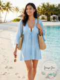 Raviya Womens Deep V-neck Tie-Waist Swimsuit Cover-Up, Size Large by Vanessa Jane