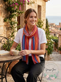 Echo Womens Fringe Rectangle Striped Wool Scarf by Vanessa Jane