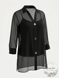 Alfani Chiffon Three-Button Tunic by Vanessa Jane