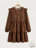 WAYF Womens Velma Animal Print Ruffle Babydoll Dress by Vanessa Jane