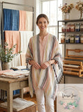 Echo Boardwalk Tasseled Striped Ruana by Vanessa Jane