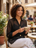 Alfani Chiffon Three-Button Tunic by Vanessa Jane