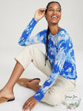 Charter Club Cashmere Tie-Dyed Sweater, Blue, Size Medium by Vanessa Jane