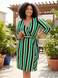 I.n.c. Women's Plus Size Striped Faux-Wrap Dress by Vanessa Jane