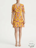 Allen Schwartz Womens Floral Print V-Neck Wrap Dress, Size Small by Vanessa Jane