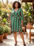 I.n.c. Women's Plus Size Striped Faux-Wrap Dress by Vanessa Jane