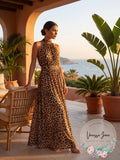 INC Womens Maxi Dress Cheetah-Print Blouson High-Neck by Vanessa Jane