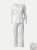 Hanro Womens Moments Long Sleeve Pajama Set in White, Size Small by Vanessa Jane