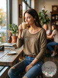 LAmade - Womens Joey Top Lightweight Sweater, Bungee Cord, Large by Vanessa Jane