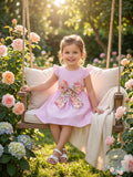 Rare Editions Baby Girls Lurex Seersucker Flutter Sleeve Dress,Pink, 3-6Months by Vanessa Jane