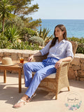 Lauren Ralph Lauren Cropped Georgette Pants – Blue Loch, Size Large by Vanessa Jane