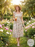 En Saison Maris Floral a-Line Dress in Sage, Size Medium by Vanessa Jane