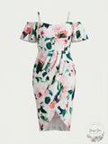 City Chic Womens Plus Love Me Do Floral Print Off-The-Shoulder Party Dress, 14 by Vanessa Jane