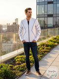 International Concepts Mens Piped Zip-Front Knit Jacket by Vanessa Jane