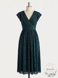 Aidan by Aidan Mattox V-Neck Gathered Midi Dress, Size 12 by Vanessa Jane