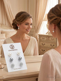 Giani Bernini Set Cultured Freshwater Pearl (8mm) and Crystal Fireball Studs by Vanessa Jane