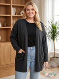 Style & Co. Womens Plus Heathered Ribbed Trim Cardigan Sweater by Vanessa Jane
