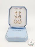 Unwritten14K Gold Flash Plated 3-Pieces Cubic Zirconia Hoop Dainty Earring Set by Vanessa Jane
