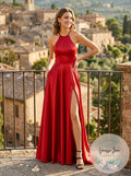 Blondie Nites Juniors Tie-Back Evening Gown, Red, Size 0 by Vanessa Jane