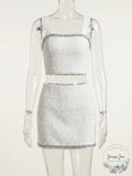 Alice + Olivia Elena Chain Tweed Miniskirt, Size 12 by Vanessa Jane