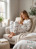 Aqua Sleep Printed Peachy Lounge Set by Vanessa Jane