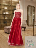 Sequin Hearts Juniors Strapless Rhinestone Gown - Wine, Size 5 by Vanessa Jane