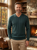 Club Room Mens Drop-Needle V-Neck Cotton Sweater, Size Medium by Vanessa Jane