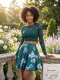 City Triangles Women's Green Glitter Floral Dress by Vanessa Jane