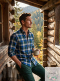 Club Room Mens Stretch Brushed Cotton Plaid Flannel Shirt by Vanessa Jane