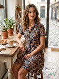 Calvin Klein Multicolor Floral Print Button Front Short Sleeve Mini Dress by Vanessa Jane