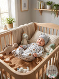 Chickpea Cutie Pie Baby Baby Boys Printed Cotton Coverall and Hat Set by Vanessa Jane