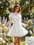Free People Mock Neck Lace Dress, Small/White by Vanessa Jane