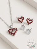 Macys Silver Plate Cubic Zirconia Heart Necklace and Stud Earring Set by Vanessa Jane