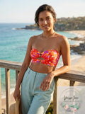 Hula Honey Juniors’ Bold Bouquet Printed Cutout Bikini Top by Vanessa Jane