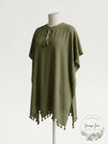 DKNY OLIVE Pom Pom Caftan Swim Cover-up US Large/X-Large by Vanessa Jane