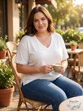 One A Womens Plus Embellished V-Neck Blouse, Size 1X by Vanessa Jane