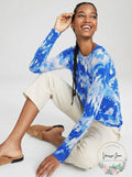 Charter Club Cashmere Tie-Dyed Sweater, Blue, Size Medium by Vanessa Jane