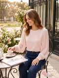 Q & A Women's Volume Sleeve Blouse, Pink, Size Small by Vanessa Jane