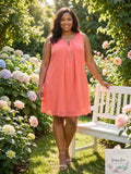 Ny Collection Plus Size Pleated Necklace Shift Dress, Size 1X by Vanessa Jane