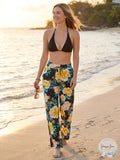 Bar III Women S Floral Stripe Printed Pants Swim Cover-Up, Size Medium by Vanessa Jane