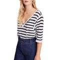 We the Free Womens Head in the Clouds Striped V Neck T-Shirt, Size Large by Vanessa Jane