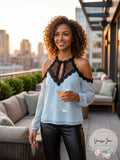 Xoxo Juniors Illusion Lace-Trim Cold-Shoulder Top by Vanessa Jane