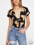 Free People Womens Ready Set Sail Tee Tie-Front Top, Size Small by Vanessa Jane